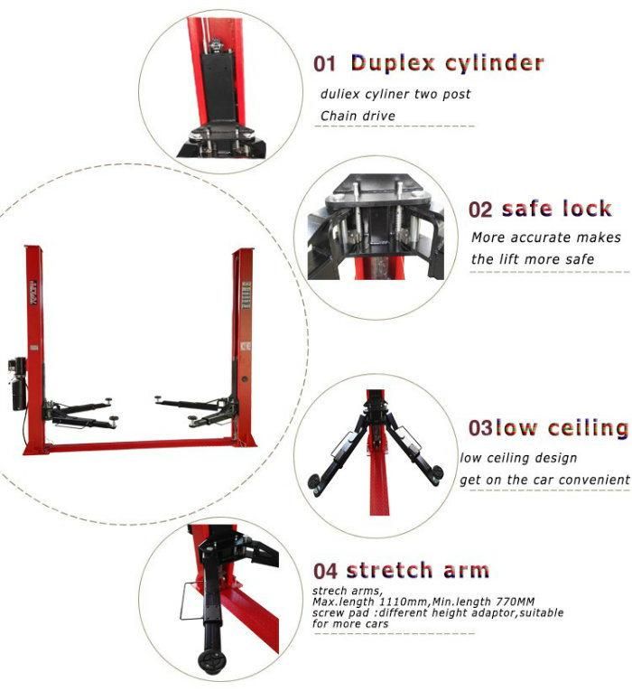 Ce Certification and 2 Post Car Lift for Home Garages