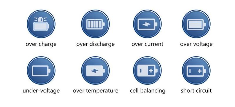 Smart BMS 4s 8s 10s 12s 14s 15s for LiFePO4 Battery 12V 24V 100A/120A/150A/200A with Bt/Uart/RS485/Canbus/Smbus and Cell Balance Function