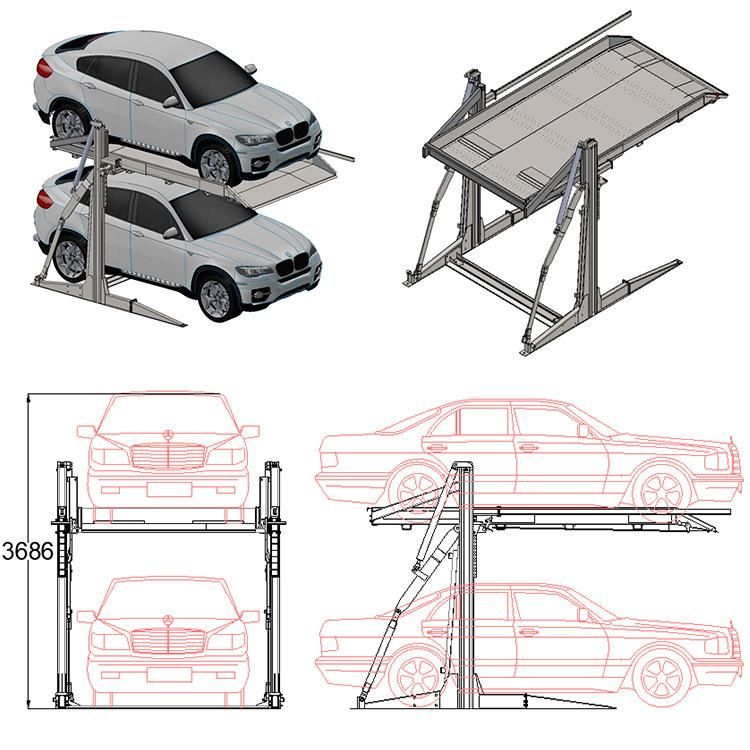 SUV Two Post Double Level Auto Parking Lift with CE