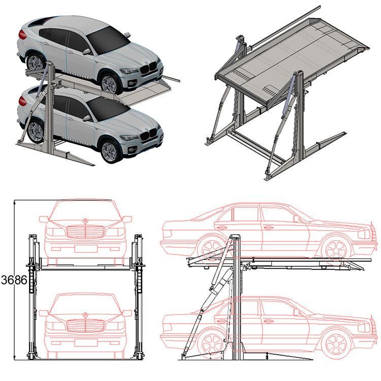 SUV Two Post Double Level Auto Parking Lift with CE