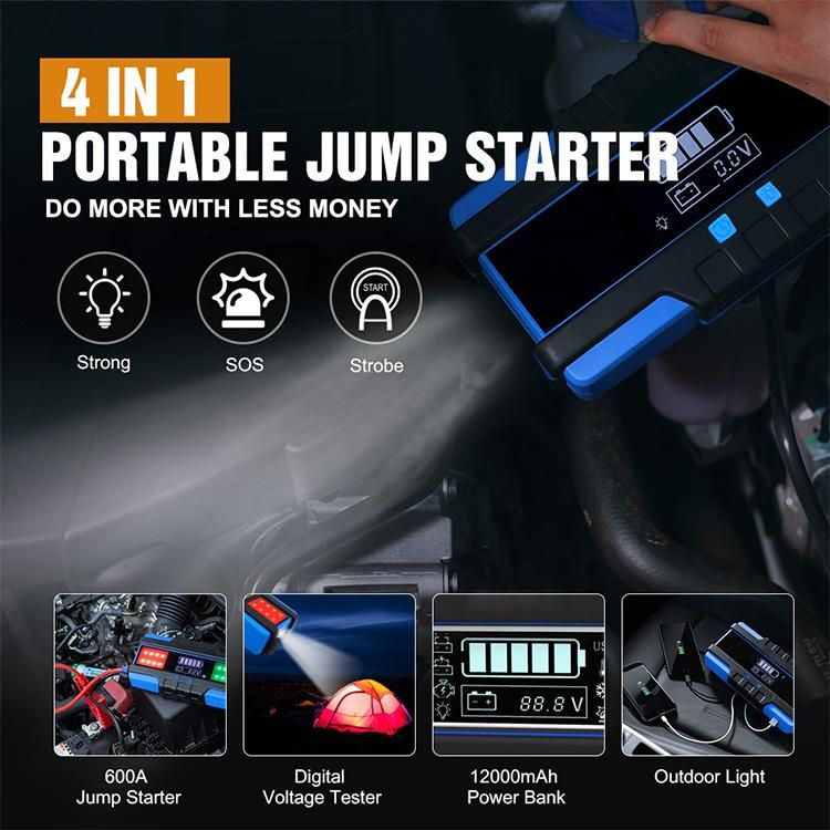 Heavy Duty 12000mAh Powerbank Jump Starter GS Multifunction Portable 12V Car Battery Jump Starter for Emergency Charger