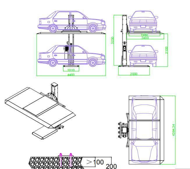 Hydraulic One Post/Column Car Parking Lift/Elevator on Home