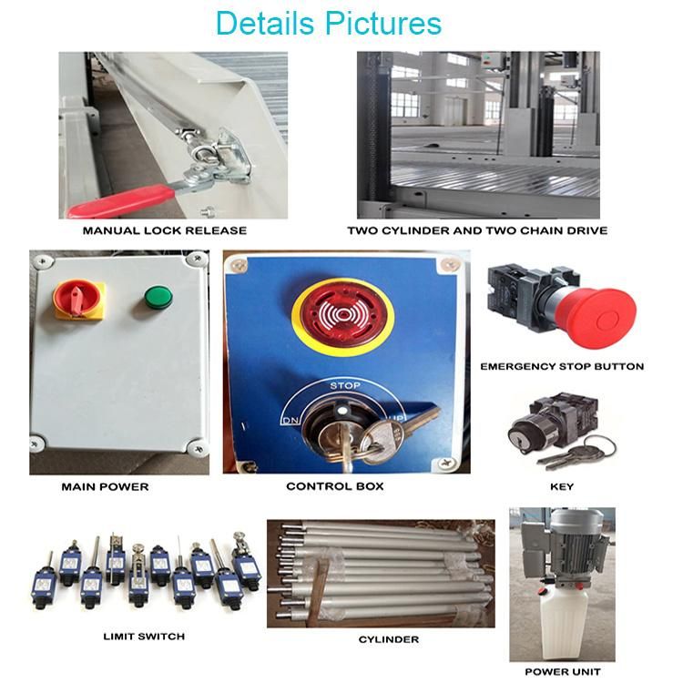 Double Layers 2 Column Hydraulic Tilting Parking Lift with CE