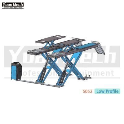 Yuanmech Bol5052wtr on Floor Big Scissor Lift for Wheel-Alignment Low Profile with Lift Table and on Drive Ramps 1.000 mm