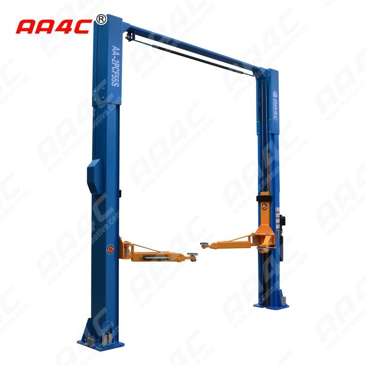 AA4c 12000lbs 5.5t Hydraulic Single Side Manual Unlock Overhead Baseless Clearfloor Gantry 2 Poles Vehicle Elevators Two Post Lift AA-2pcf55s