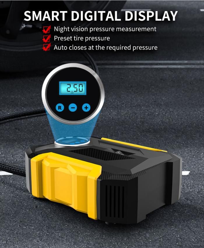 Automatic Portable Digital DC 12 Volt Electric Tyre Air Compressor Pump with Car Tire Inflator