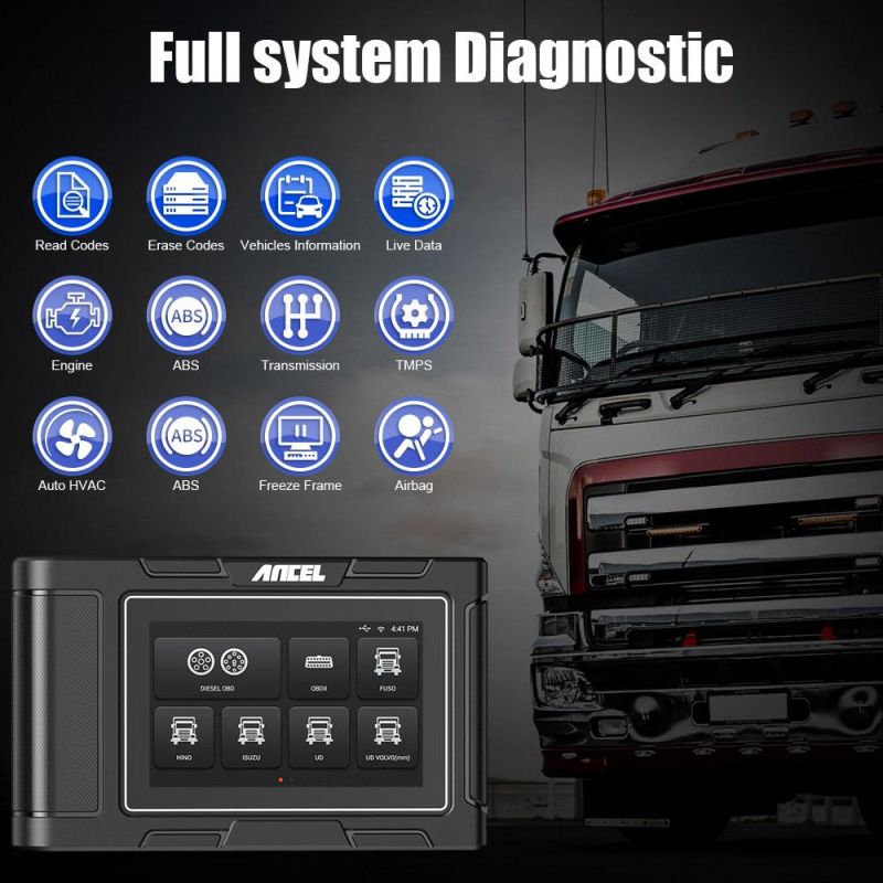 Ancel HD3200 OBD2 Scanner Heavy Duty Diagnostic Tool for Car and Truck OBD2 Car Diagnosis Tool Oil DPF Reset Automotive Scanner for Asian Diesel Vehicles
