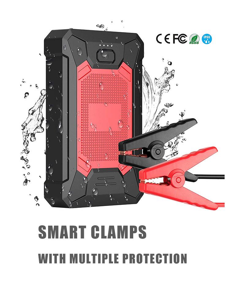 Waterproof Vehicle Jump Start Pack Lithium Rugged Car Jumper Portable Car Battery Jump Starter