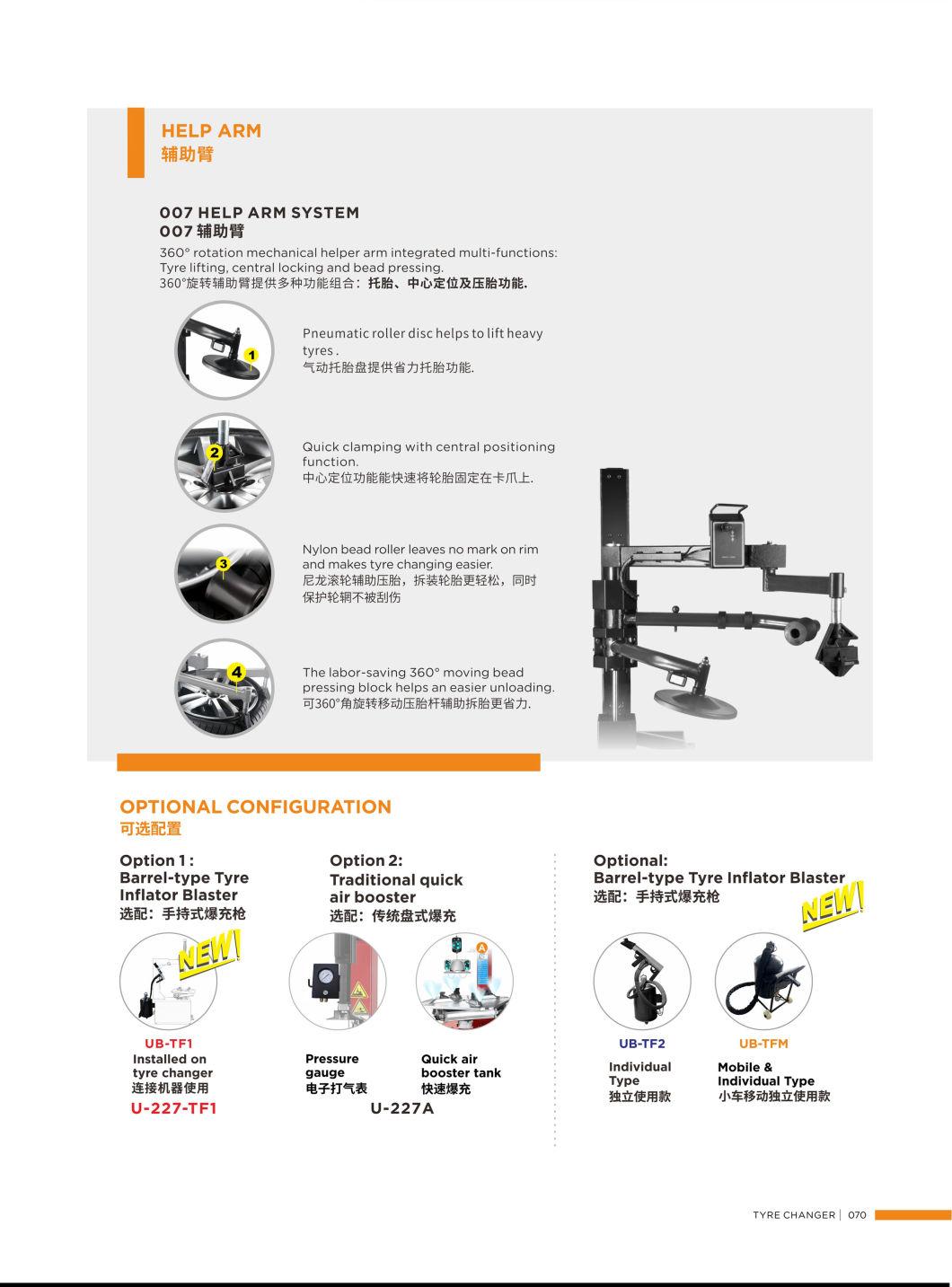 Unite Tilt Back Tower Tyre Changer with 007b Help Arm Professional Tire Changer Car Tyre Machine U-227