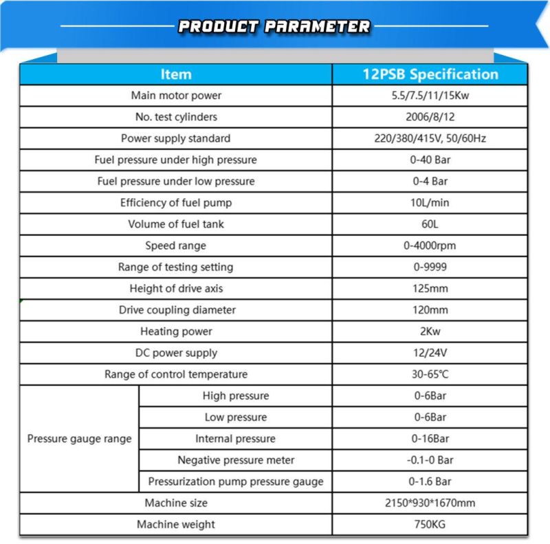 Lower Price 12psb Diesel Fuel Injection Pump Test Bench for Auto Diagnostic