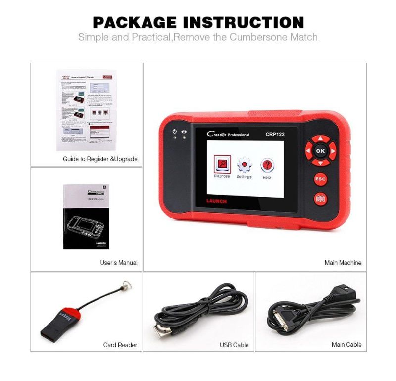 Launch X431 Crp123e OBD2 Code Reader for Engine ABS Airbag SRS Transmission OBD Diagnostic Tool