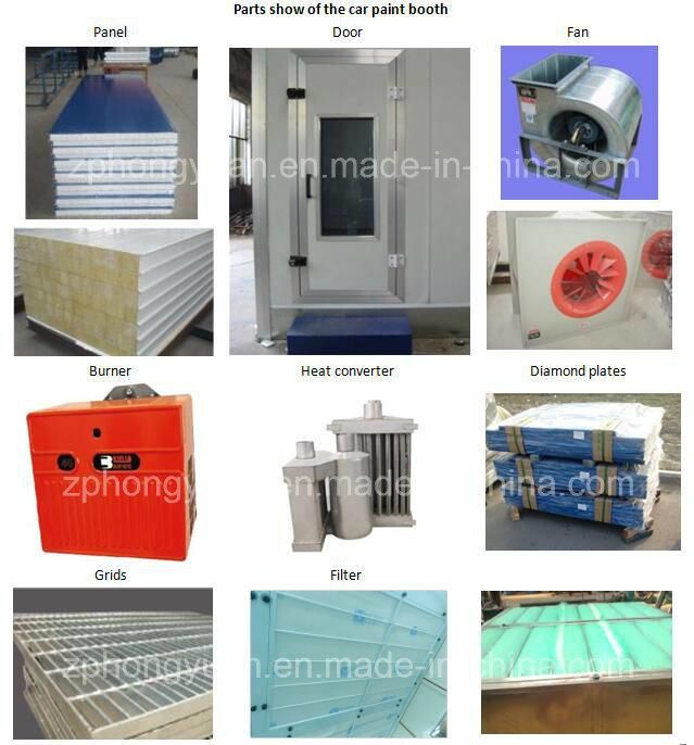 Car Painting Spray Booth Spray Bake Painting Room Baking Room with Diesel Waste Oil Burner Electric Heater