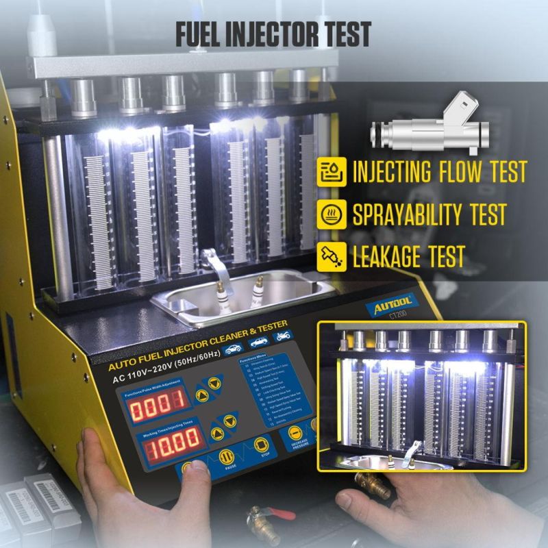Autool CT200 Ultrasonic Fuel Injector Cleaner & Tester Support 110V/220V with English Panel & Fsi Hpi Gdi Injector