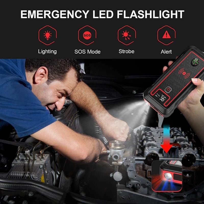 Portable 1600A Peak Current Car Jump Pack Vehicle Battery Jumper Box Lithium Jump Starter