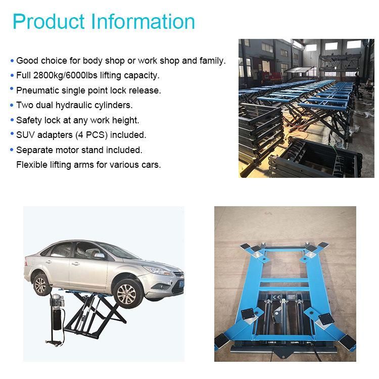 High Quality 2 Cylinder Hydraulic Scissor Car Lift with CE