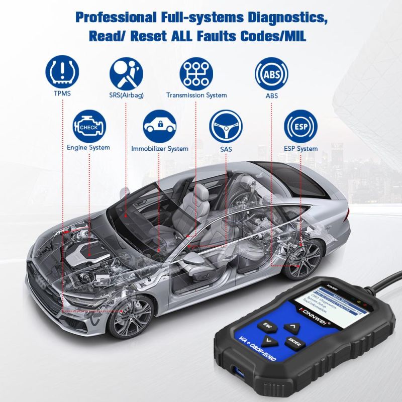 Konnwei Kw350 OBD2 VAG Code Reader All System Diagnosis Oil Epb TPMS Reset for OBD Car VW Audi Sokda Seat Diagnostic Scan Tools