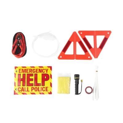Warning Triangle Raincoat Booster Car Emergency Cable Tool Set