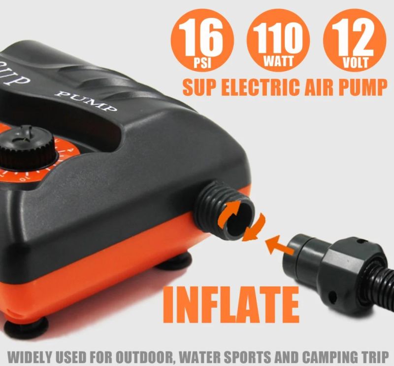 110V AC/12V DC Power Air Pump Auto Adjustable Pressure with Intelligent - Auto-off - Air Mattresses Inflatables Boats Tent Stand up Paddle Boards
