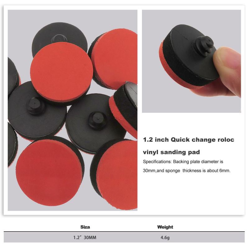 1.2 Inch 30mm Quick Change Vinyl Holder Foam Sanding Backing Pad for Polishing Grinding