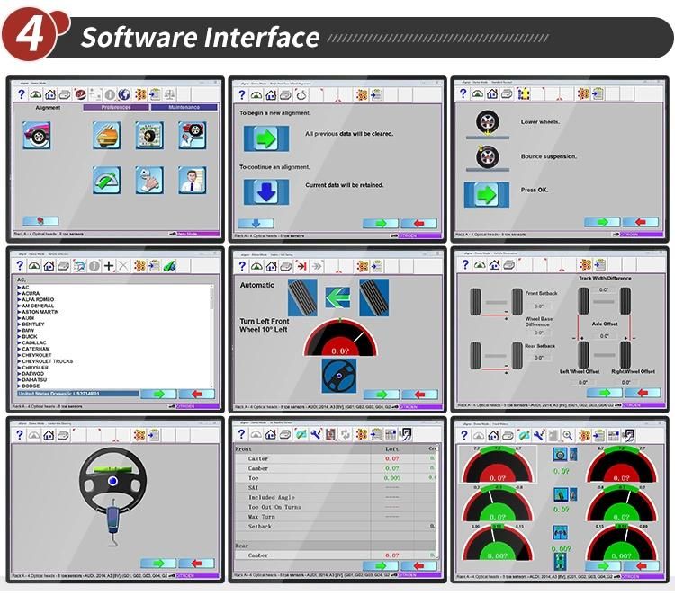 Automatically Move Double Screen Multi-Language Free Update Computer Wheel Alignment 3D Wheel Aligner