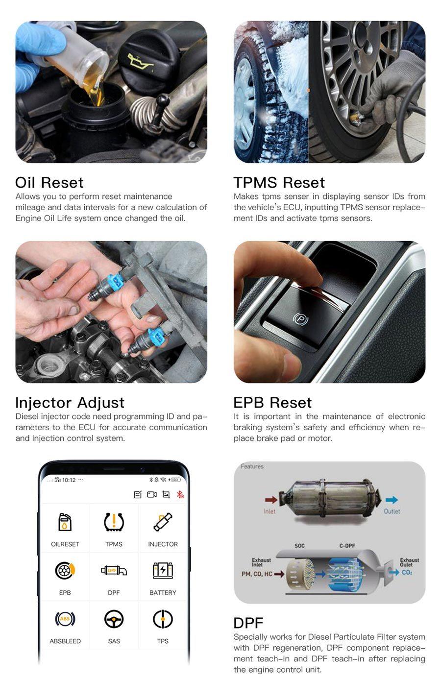 Humzor Nexzdas ND106 Bluetooth Special Function Resetting Tool on Android & Ios for ABS, TPMS, Oil Reset, DPF