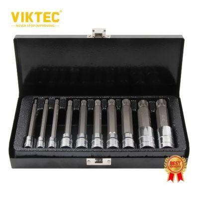 New 10PC Xzn Triple Square12 Point Spline Star Bit Set Long Style (VT01910B)