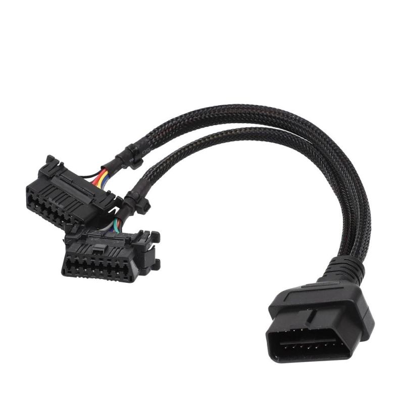 Braided Cable Obdii-16pin Male to Female Y Cable