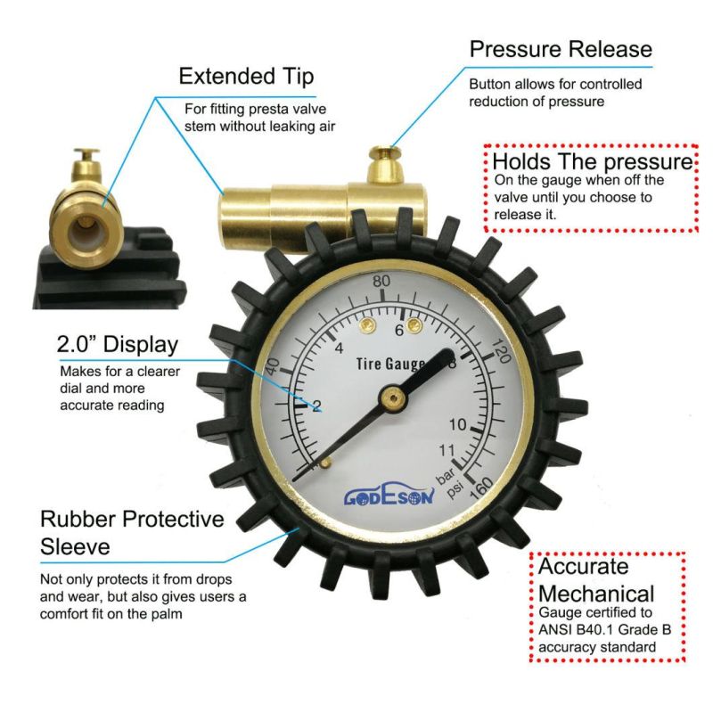 Portable Bike Tire Air Pressure Gauge