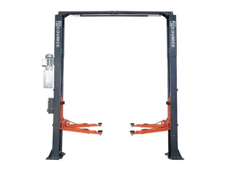 on-7214e Electrical Release and Dual Chain Drive Cylinders Clear Floor 2-Post Lift