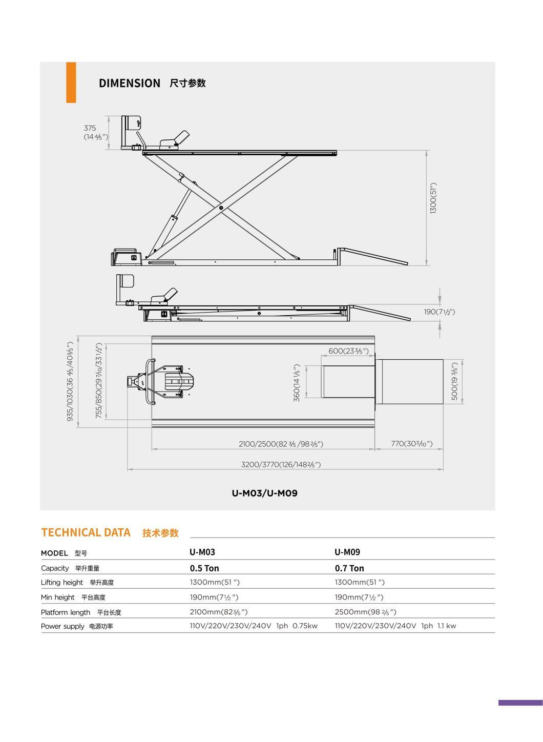 U-M03 Hydraulic Motorcycle Lift Motorbike Stand Lift Hydraulic Foot Pump Workshop Table Lift Ramp Bench