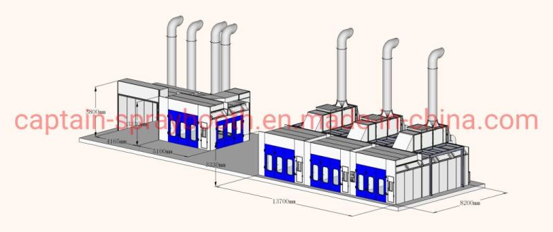 High Efficiency Metal Sheet Painting Coating Line Combination Spray Booth and Prep Station Bay Standby Paint Booth