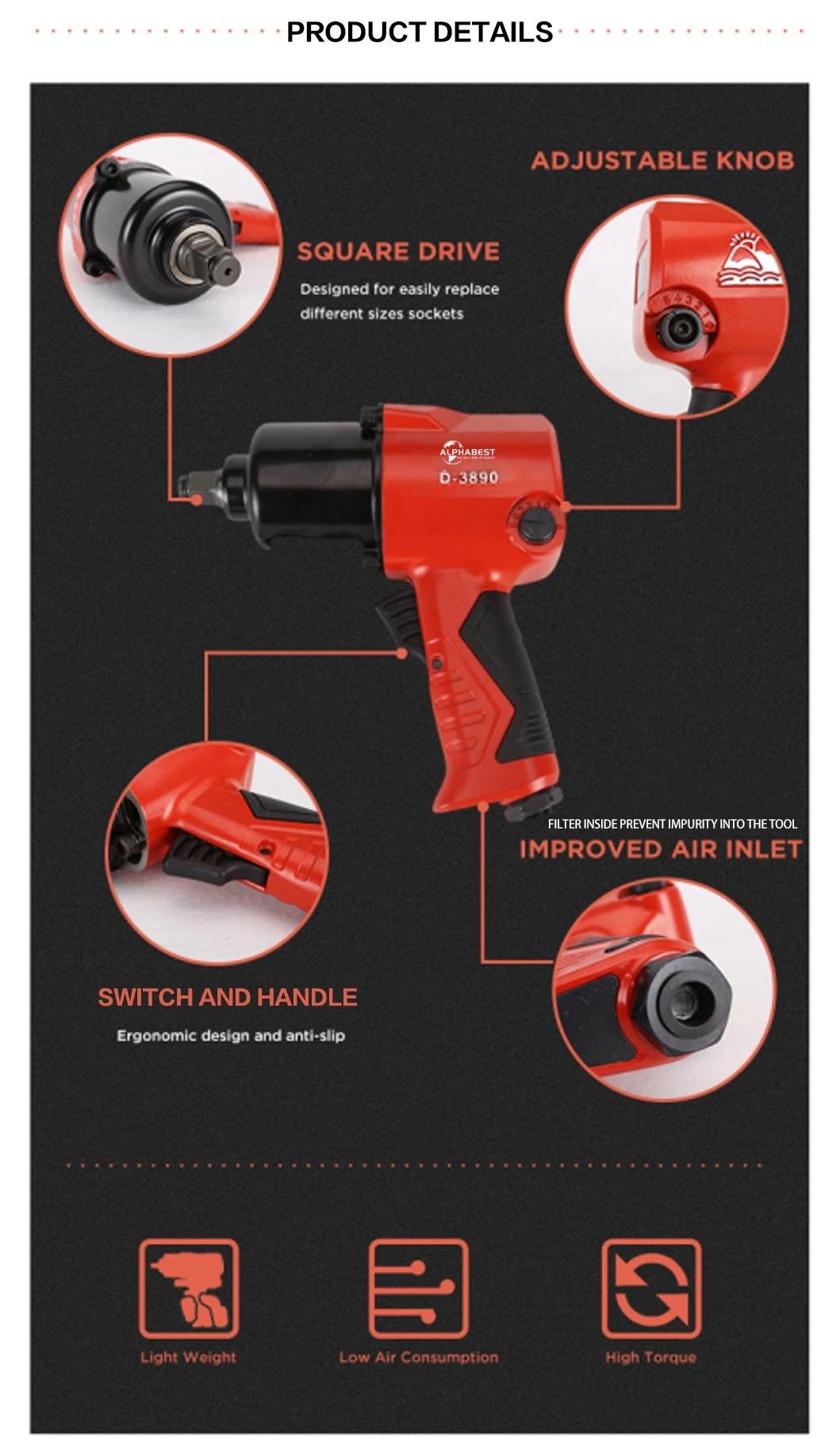 1/2" High Torque Type Repair Tools Air Powered Twin Hammer Pneumatic Air Impact Wrench at-D3890