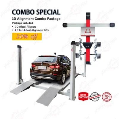 Four Post Car Lift and 3D Wheel Alignment Machine for Sale