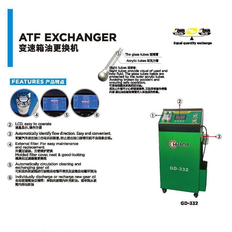 Gd-332 Atf Exchanger Garage Equipment Engine Fluid Change Flush Machine with Aluminum Adaptors