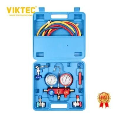 Viktec Manifold Gauge Set Diagnostic A/C Tool Kit R22 R134A R410A Refrigeration Brass Automotive Tool