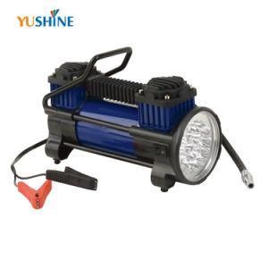 DC 12 Volt Two Cylinders Car Air Compressor with Bright LED Light