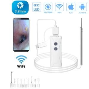 3.9mm Lens HD 1080P WiFi Ear Endoscope Camera 2MP IP67 Waterproof Inspection Otoscope Camera Visual Ear Spoon Cleaning Tool