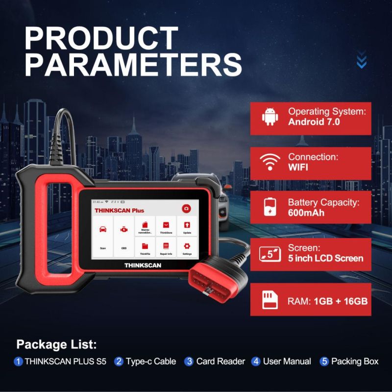 Thinkcar Thinkscan Plus S5 OBD2 Car Scanner Engine Scan ABS Airbag Transmission System OBD 2 Diagnostic Scanner Automotive Tools