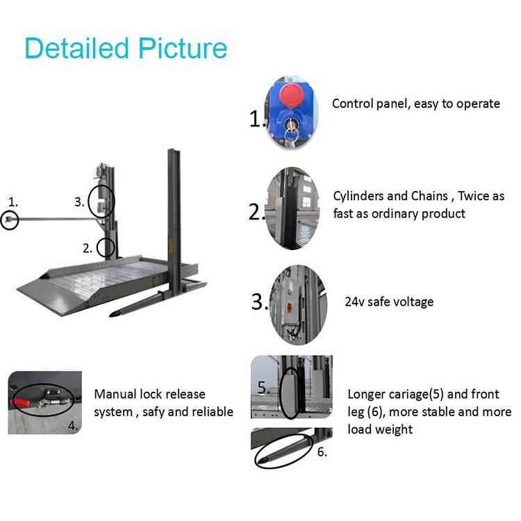 Shared Column Double Deck Car Parking Lift for 2 Vehicals