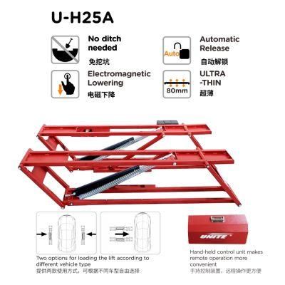 Car Scissor Lift 2.5 T Capacity U-H25A Small Parallel Platform Scissor Lift Portable Vehicle Lift for Automotive Service