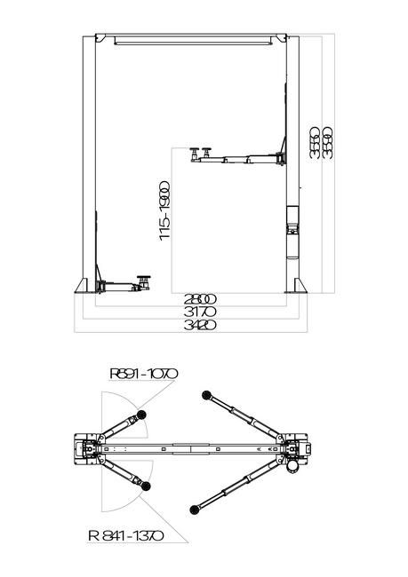 2 Post Clear Floor Car Lift