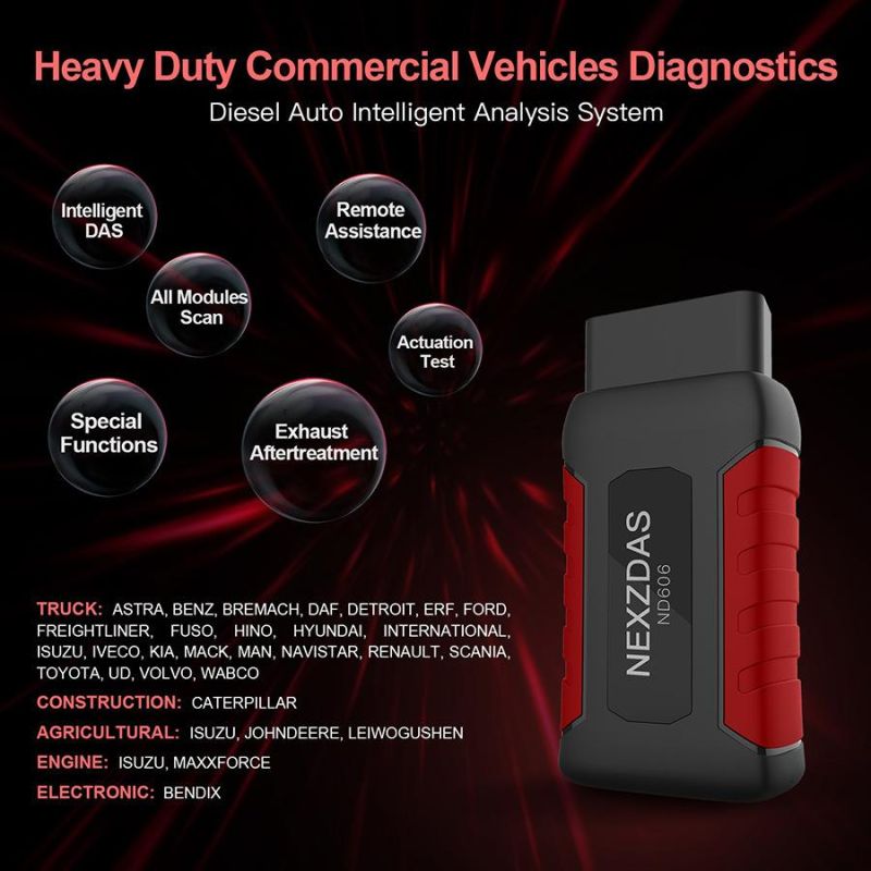 Humzor Nexzdas ND606 Lite Support Diagnostic+Special Functions+Key Programming for Both 12V/24V Cars and Heavy Duty Trucks