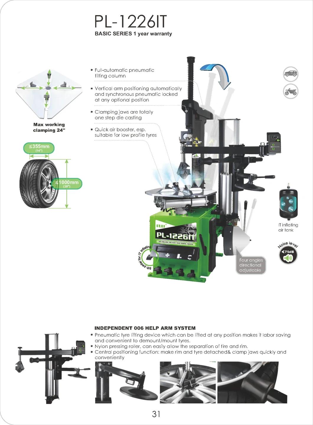 Puli Full-Automatic Tilting Arm Tire Changer CE Pl-1226it Machine Price Economical Automatic Car Workshop for Sale