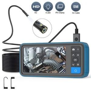 Dual Lens 1080P Industrial Endoscope 4.5&rdquor; Screen Waterproof Snake Camera with 6 LED for Pipeline Drain Sewer Inspection Camera