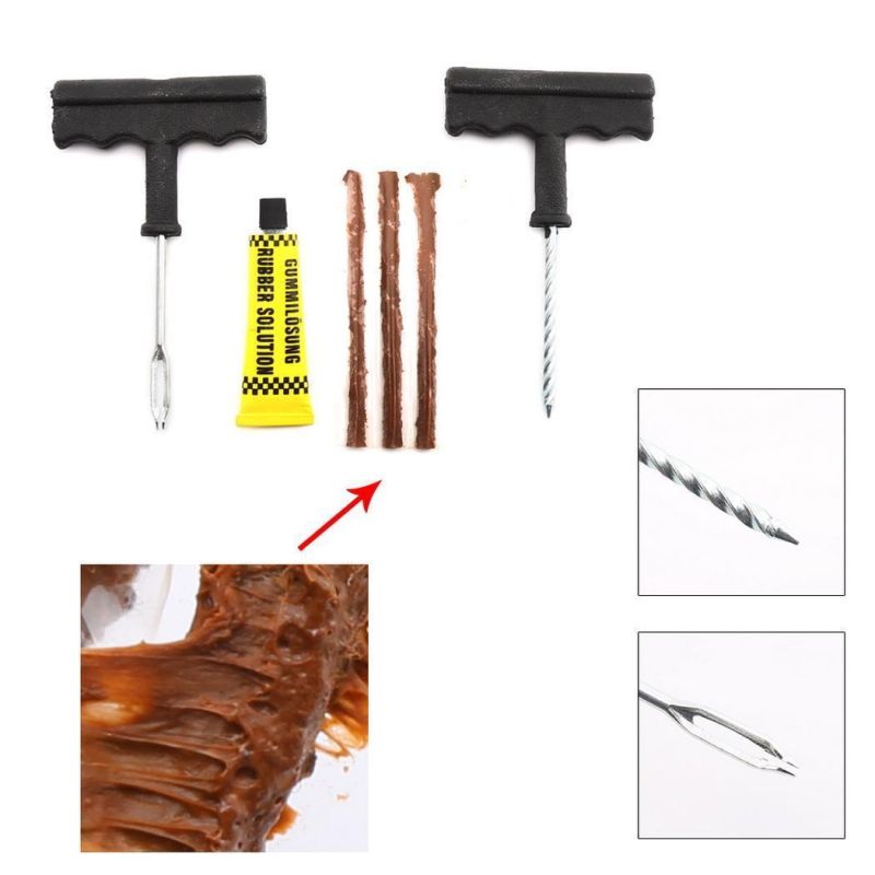 Tubeless Tyre Tire Puncture Repair Plug Kit Needle Patch Fix Tools Cement Useful