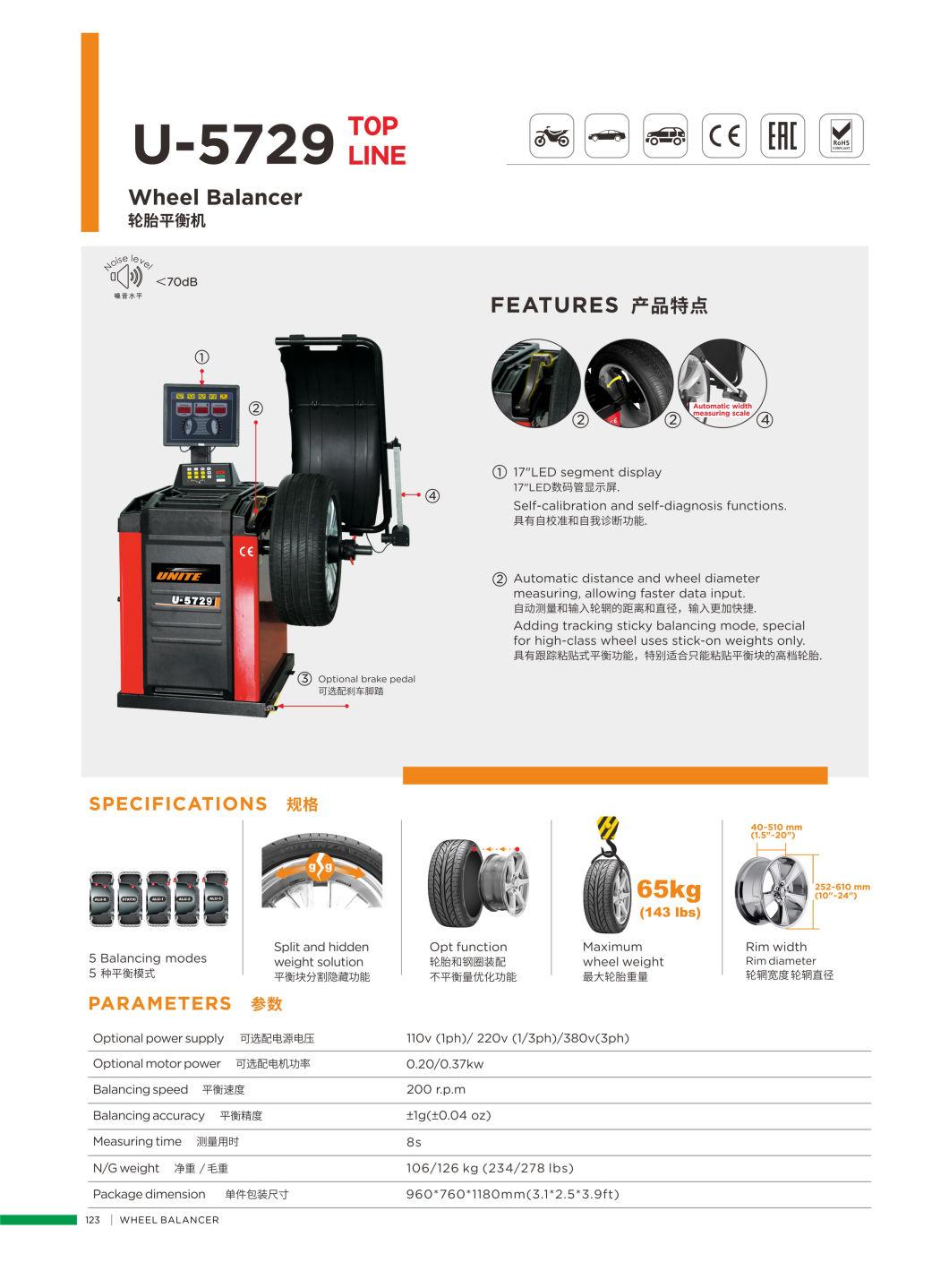 Unite High-End Wheel Balancer for Vehicle Garage Wheel Balancing Rim 10"To24" Balancer U-5729
