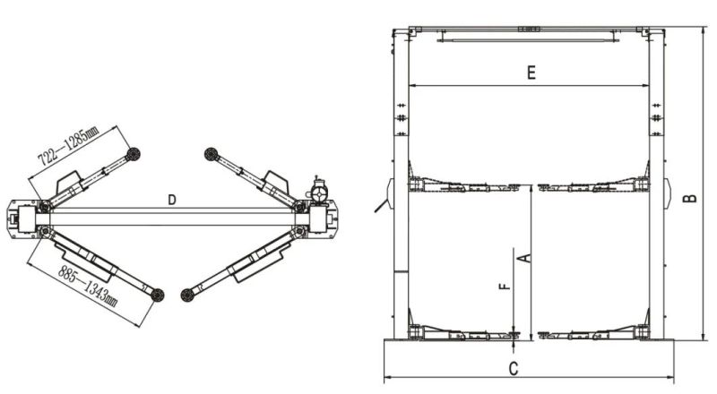 4 Tons 2 Post Lift with Manual Release (209CH)