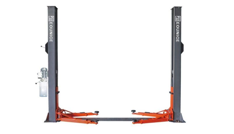 on-7224D Floorplate 2 Post Lift-One Side Manual Release and Dual Chain Drive Cylinders.