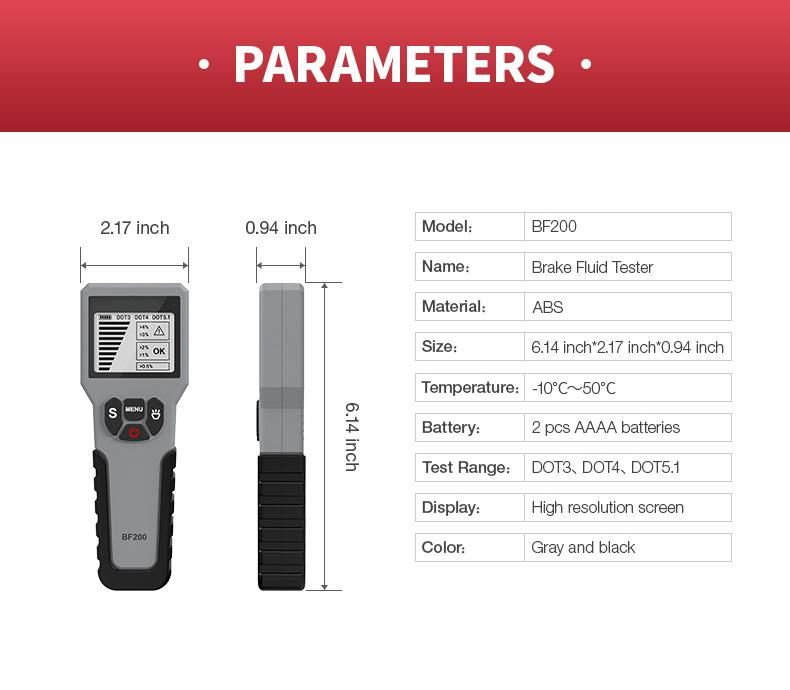 Ediag Seril Brake Oil Detector Bf200 Multifunctional Best Design Convenient and Easy to Use a Variety of Oil Type Detection Pens