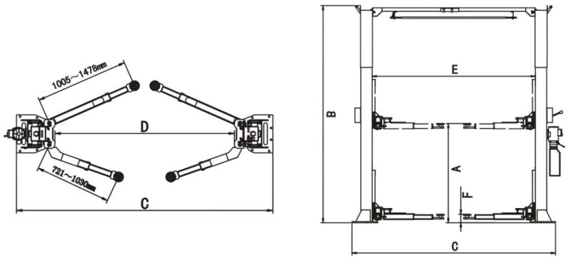 5000kg Extra Height Two Columns Automobile Hoist (211SAC)